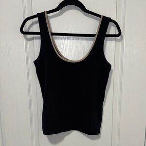 Oat + Fort Chic Black Tank Top with Contrast Trim